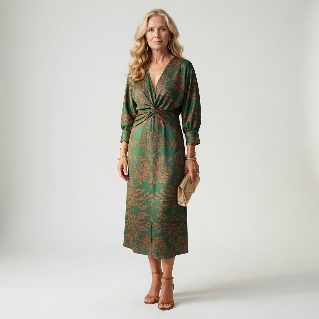 Hortense™ — Vestido midi cruzado estampado elegante