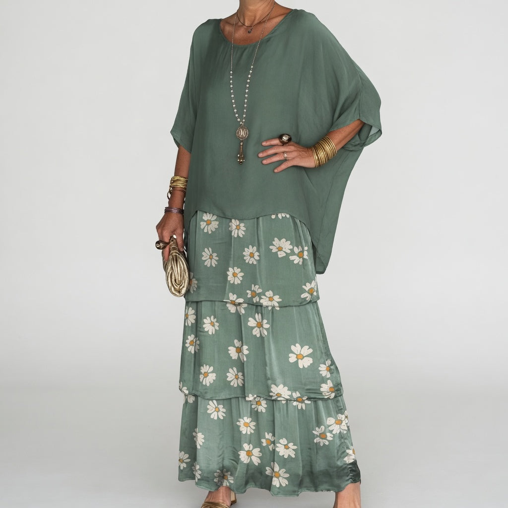 Émeline™ — Vestido maxi fluido con volantes boho