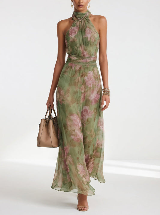 Roséline™ — Vestido largo floral elegante aéreo