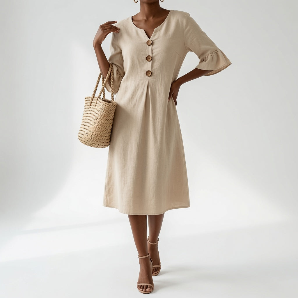 Élorise™ — Vestido fluido con botones elegancia veraniega