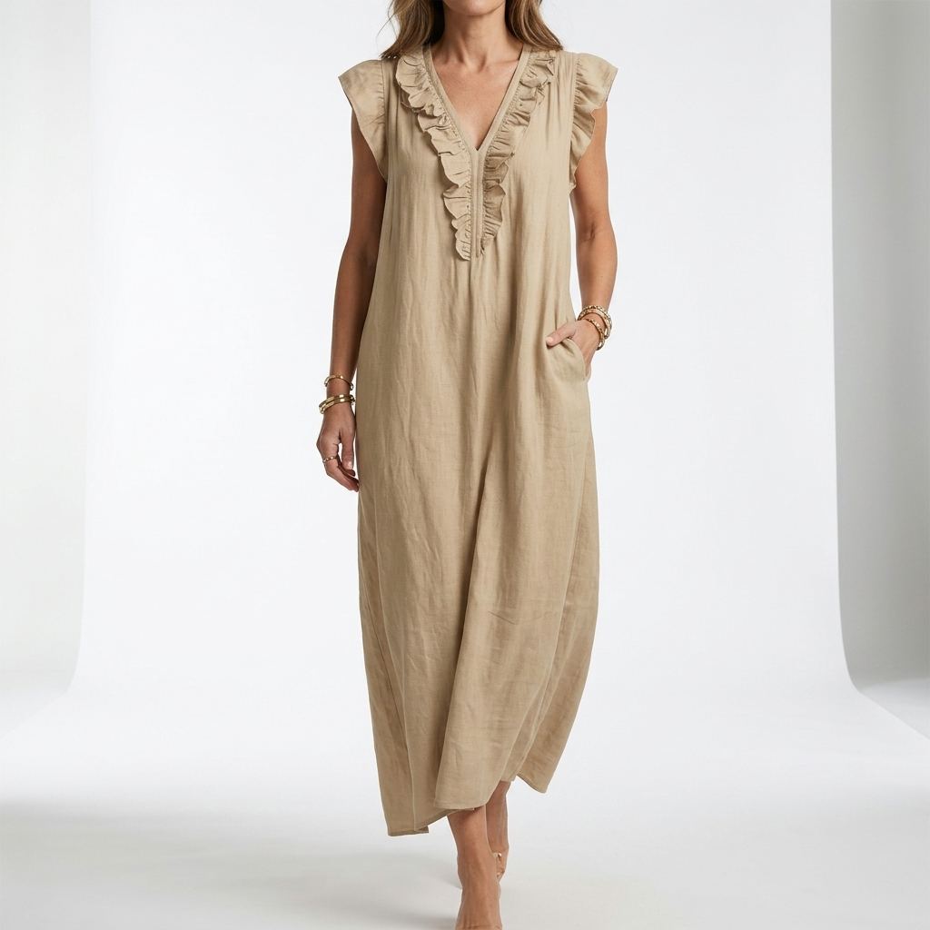 Terrale™ — Vestido maxi boho con bolsillos elegancia natural