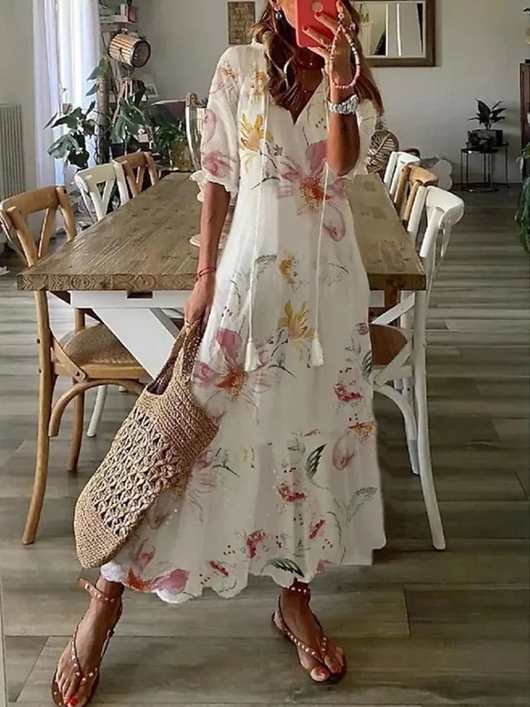 Élodie™ — Vestido maxi floral aterciopelado elegante