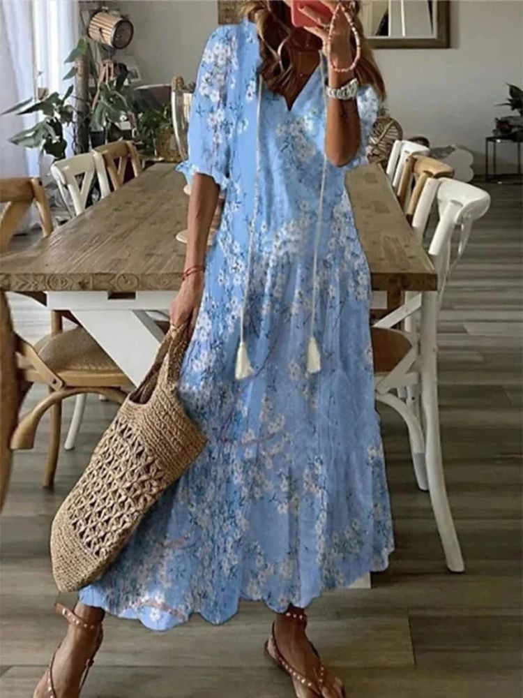 Élodie™ — Vestido maxi floral aterciopelado elegante