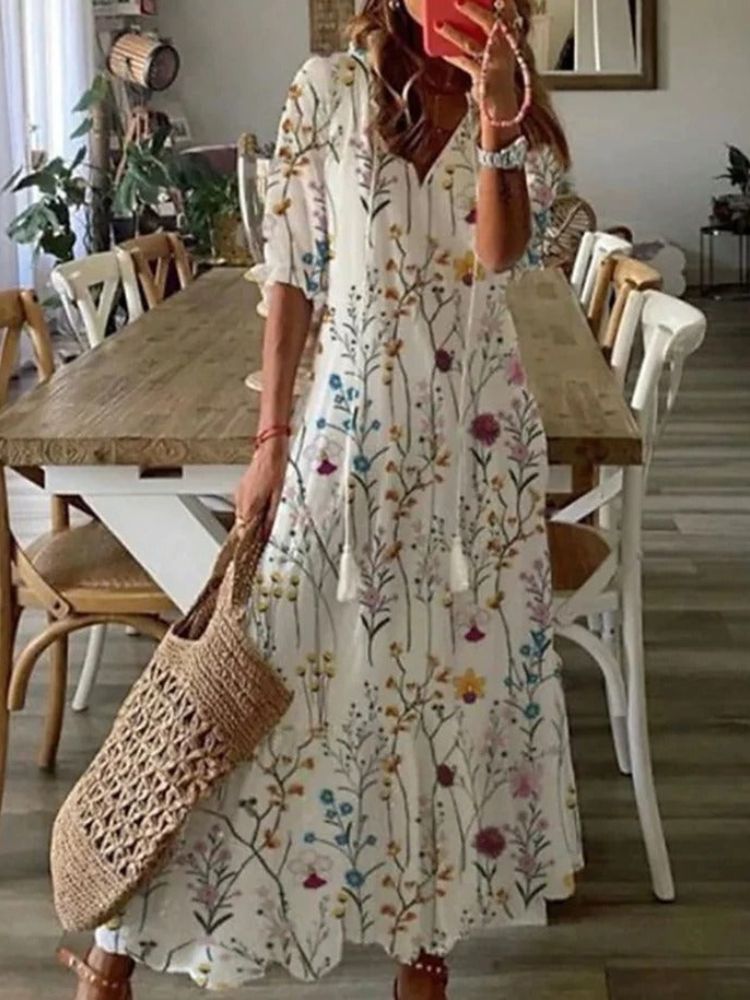 Élodie™ — Vestido maxi floral aterciopelado elegante