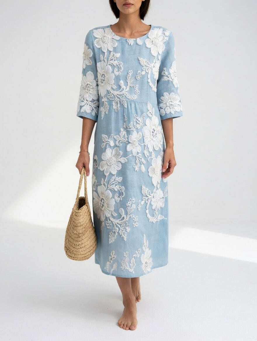 Florésia™ — Vestido midi floral fluido elegante