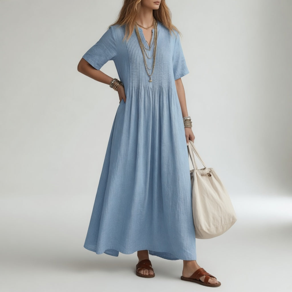 Pélagie™ — Vestido largo de algodón cuello V libertad veraniega