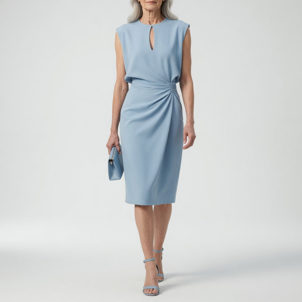 Daphné™ — Vestido midi drapeado en la cintura elegante