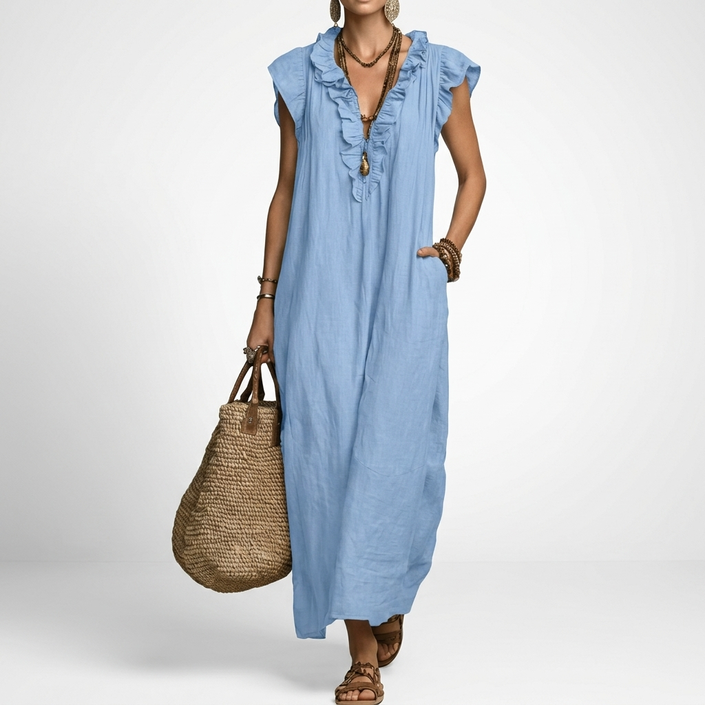 Terrale™ — Vestido maxi boho con bolsillos elegancia natural