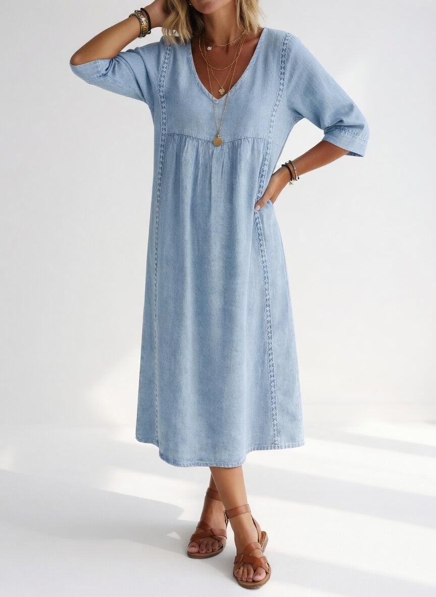 Lioréa™ — Vestido midi fluido informal elegante
