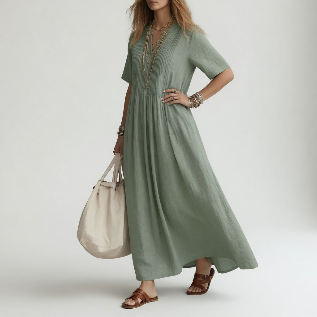 Pélagie™ — Vestido largo de algodón cuello V libertad veraniega