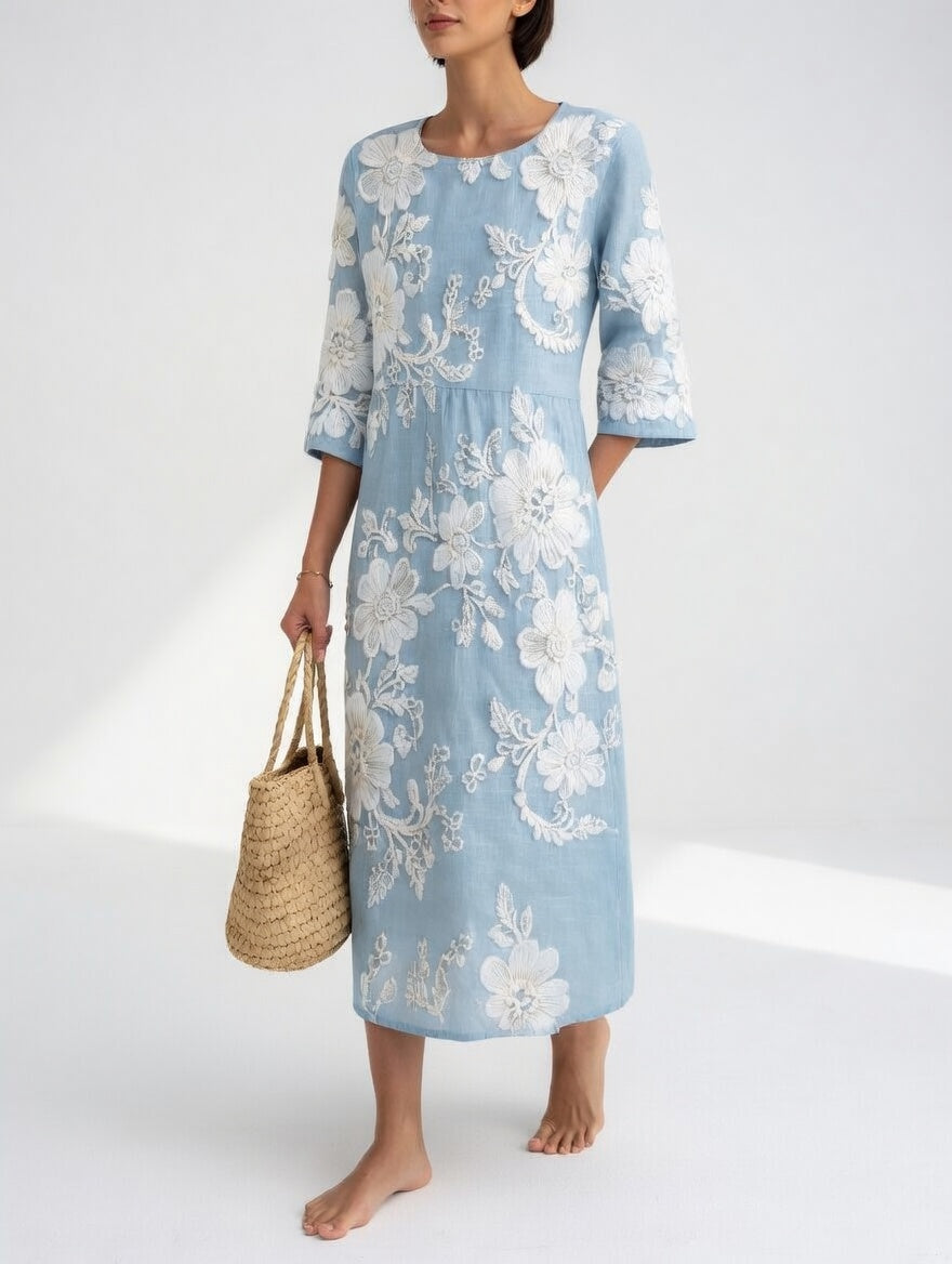 Florésia™ — Vestido midi floral fluido elegante