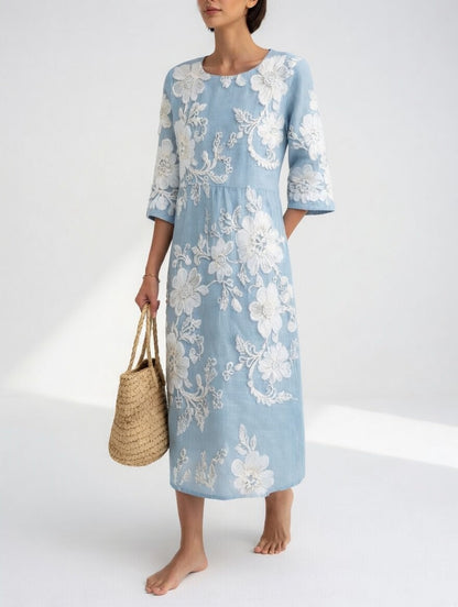 Florésia™ — Vestido midi floral fluido elegante