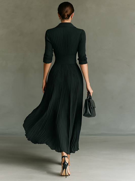 Valérie™ — Vestido plisado elegante con cintura estructurada