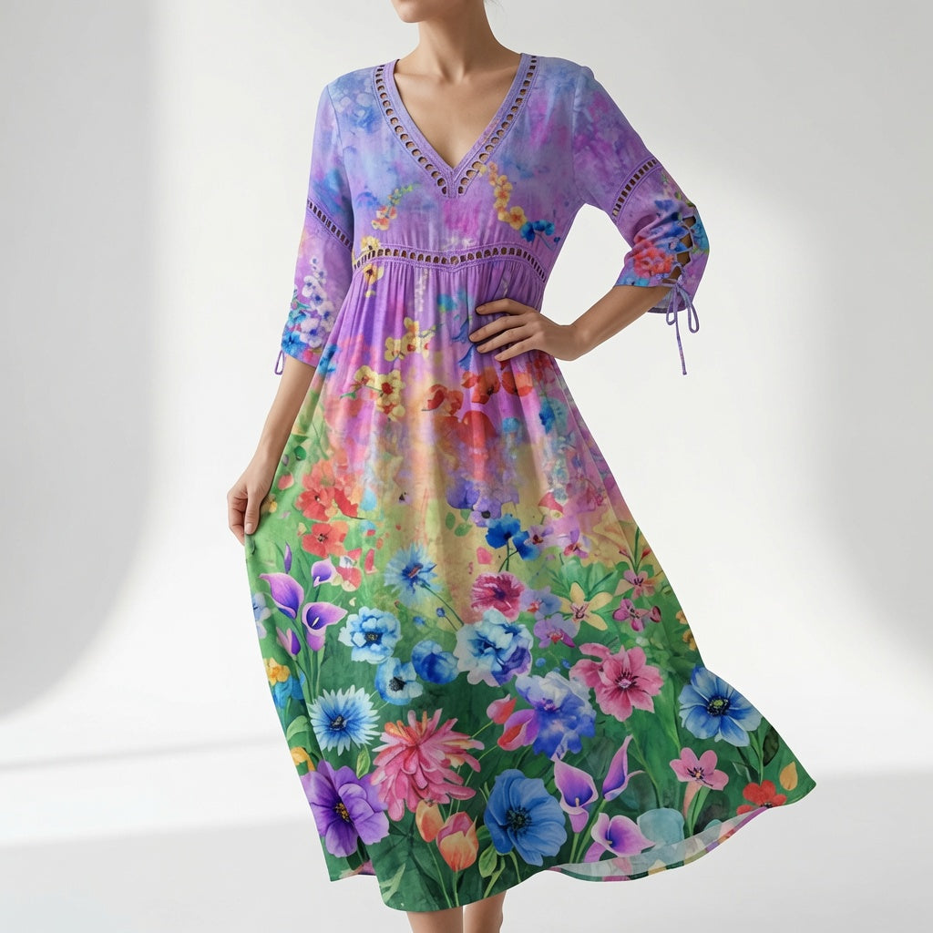 Maricella™ — Vestido floral fluido elegancia romántica