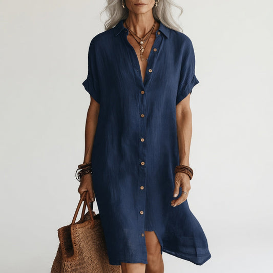 Évanélie™ — Vestido camisero midi premium transpirable aire parisino