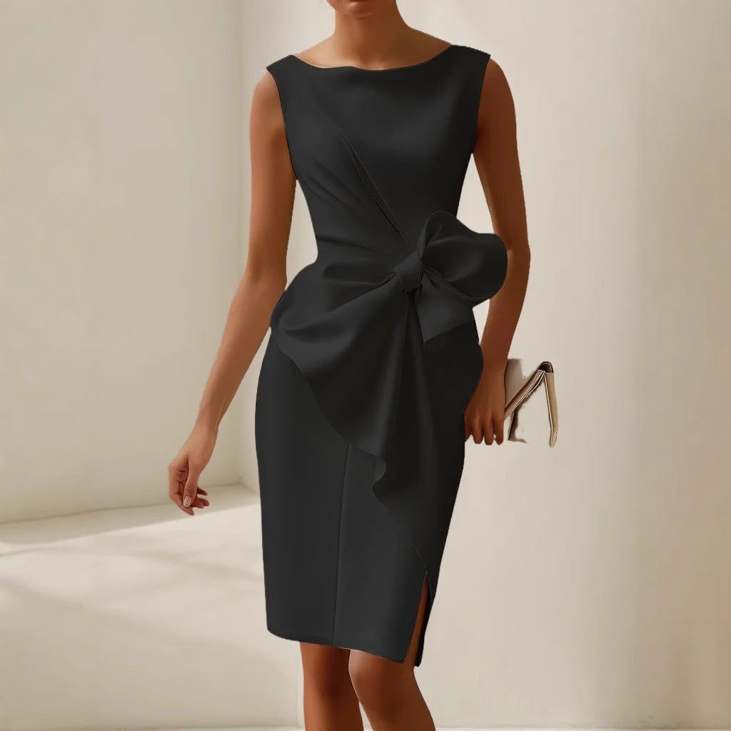 Coraline™ — Vestido estructurado elegante con lazo couture