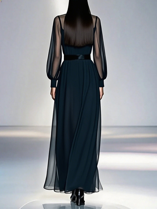 Élisea™ — Vestido negro elegante fluido atemporal
