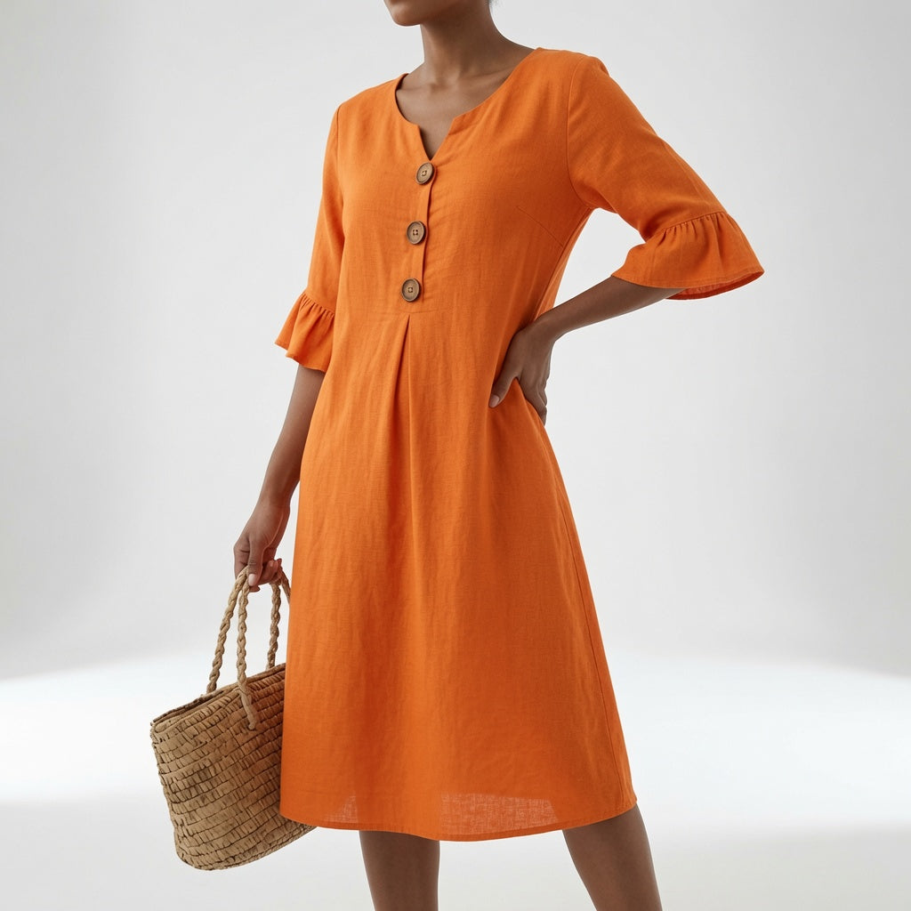 Élorise™ — Vestido fluido con botones elegancia veraniega