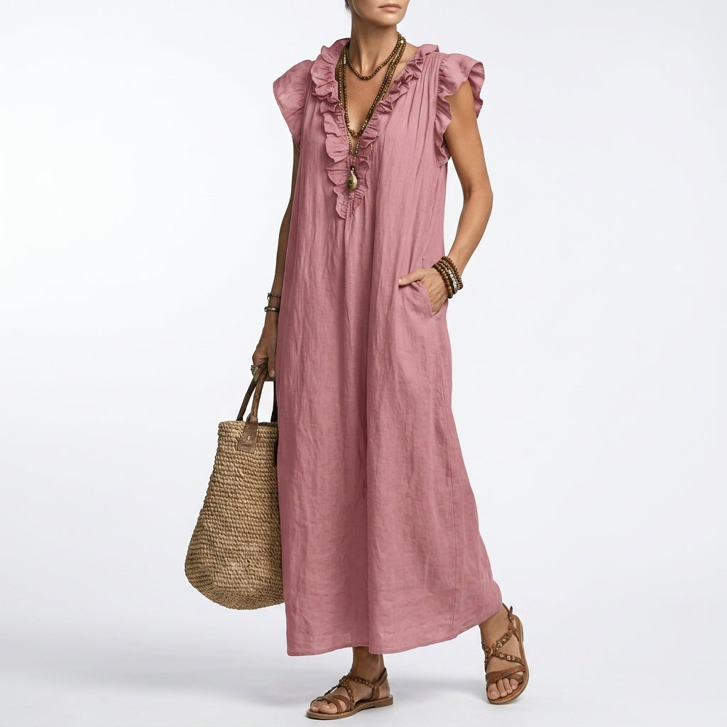 Terrale™ — Vestido maxi boho con bolsillos elegancia natural