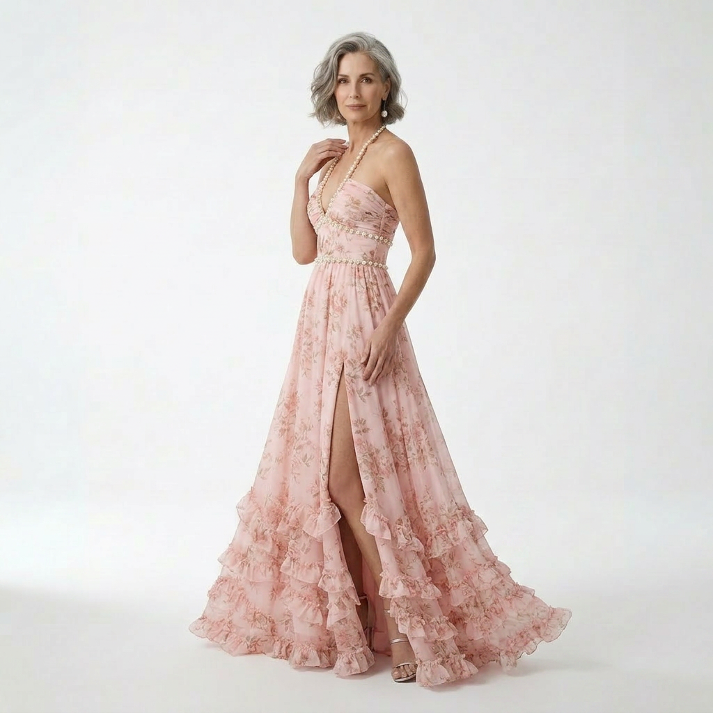 Mérovée™ — Vestido largo floral abertura espíritu romántico