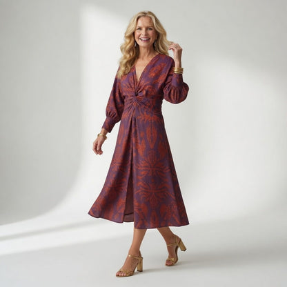 Hortense™ — Vestido midi cruzado estampado elegante