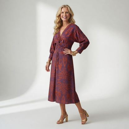 Hortense™ — Vestido midi cruzado estampado elegante