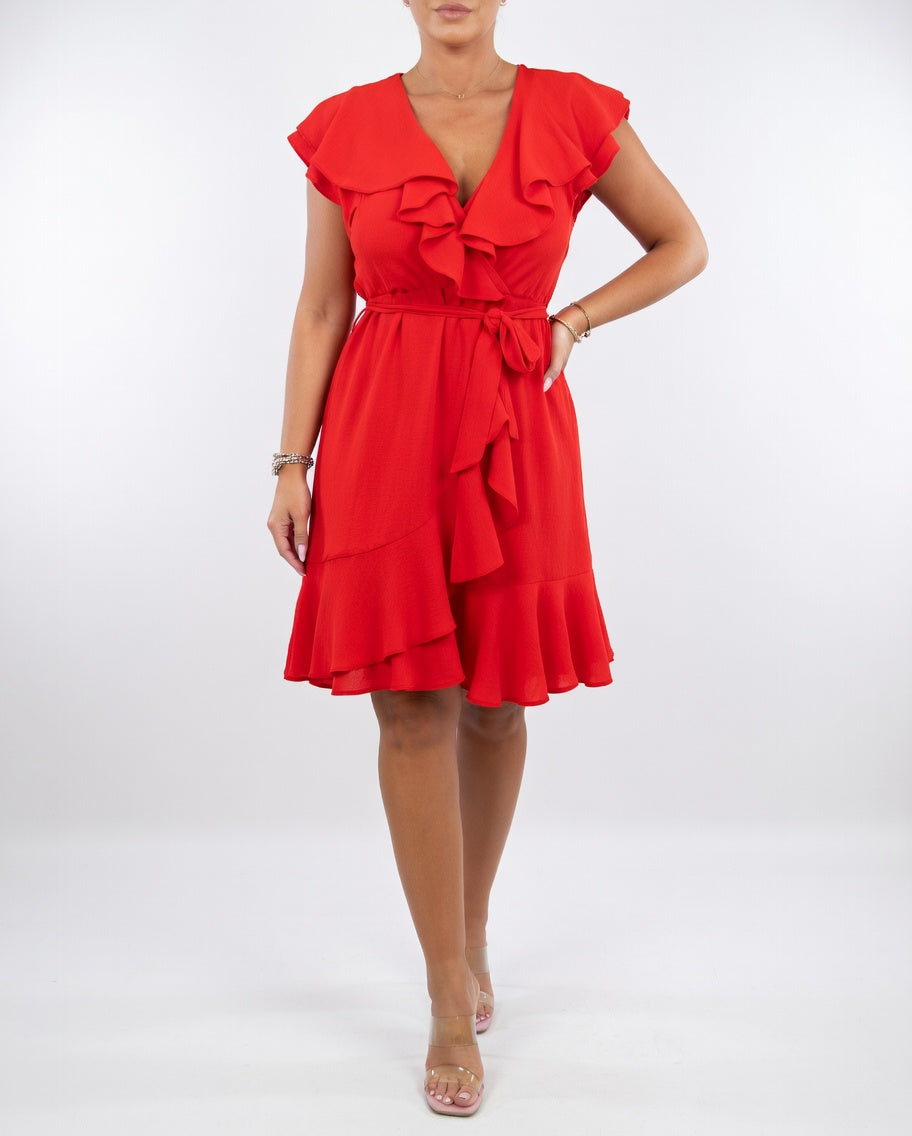 Célyane™ — Vestido cruzado negro fluido femenino