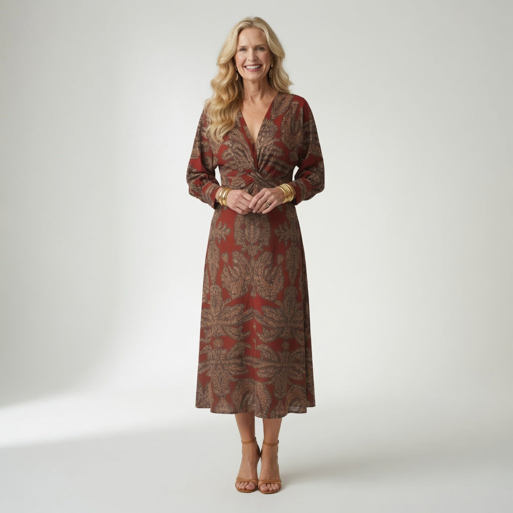 Hortense™ — Vestido midi cruzado estampado elegante