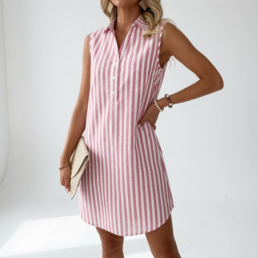 Céloréna™ — Vestido camisero a rayas elegancia veraniega