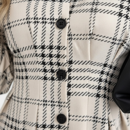Élise™ — Vestido camisero a cuadros elegante