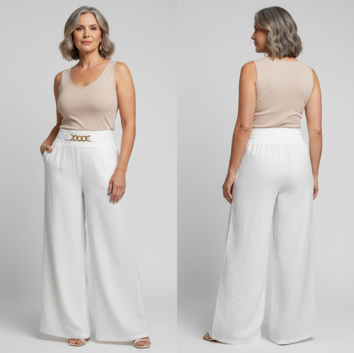 Évelyne™ — Pantalón amplio de cintura alta, efecto tonificante