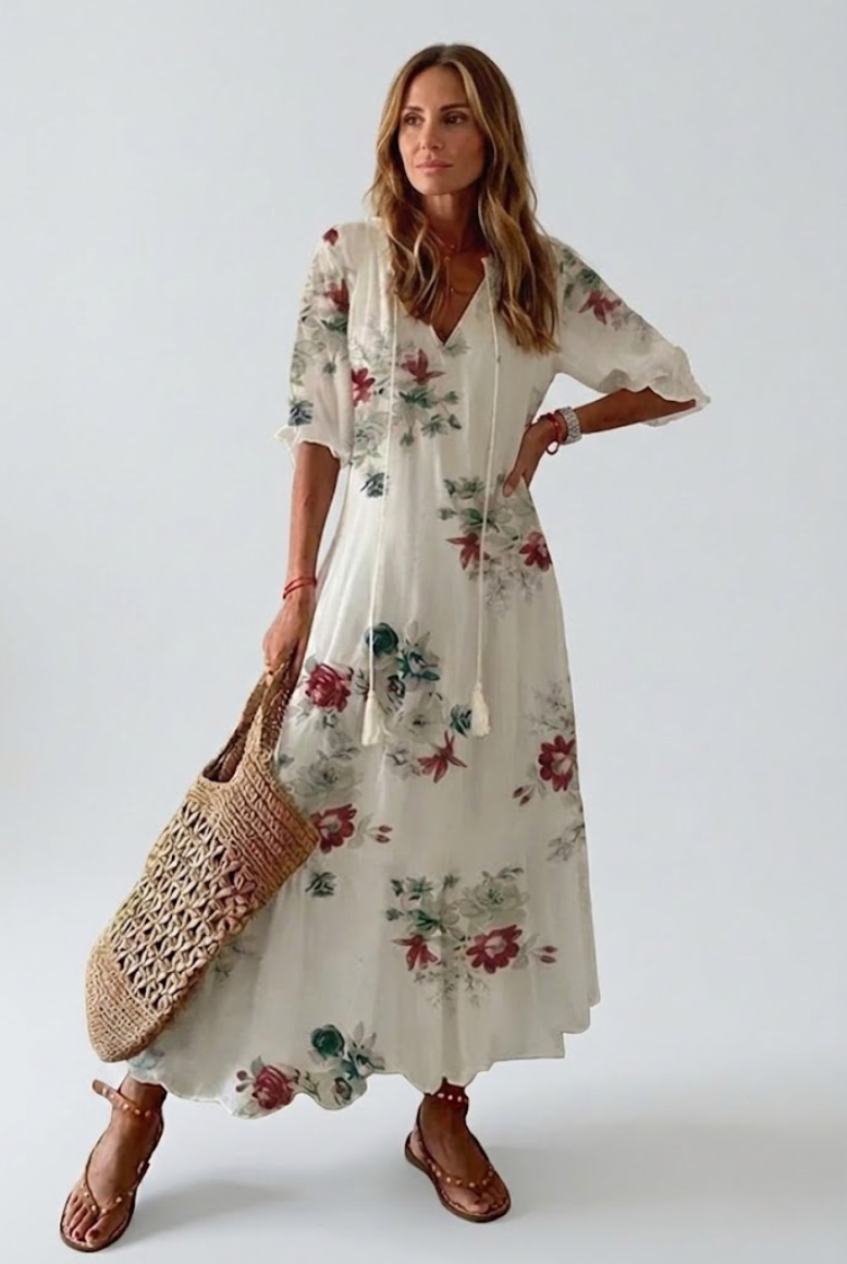 Élodie™ — Vestido maxi floral aterciopelado elegante