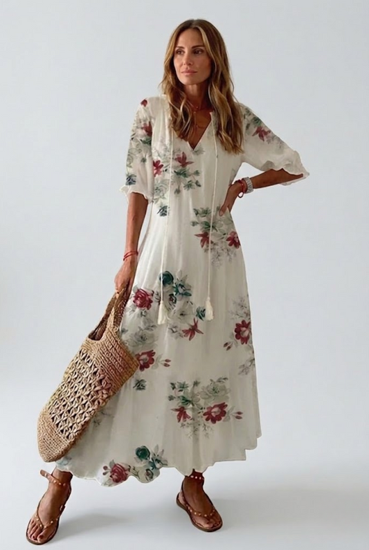 Élodie™ — Vestido maxi floral aterciopelado elegante