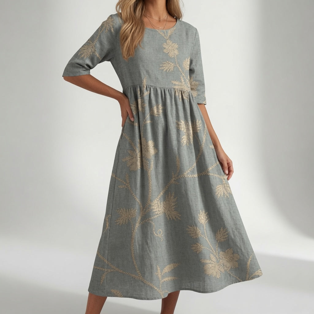 Santorine™ — Vestido maxi floreado cuello V fluido