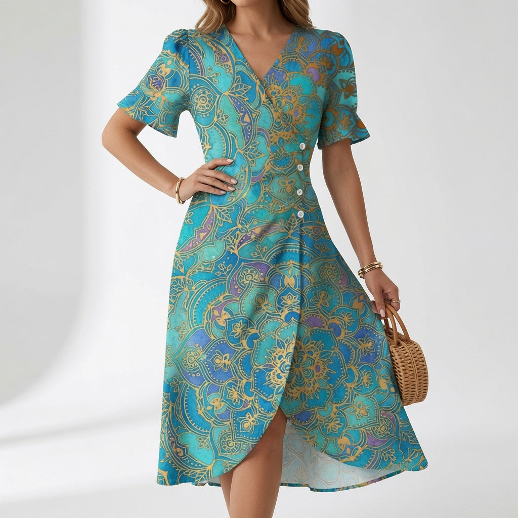 Maësylia™ — Vestido cruzado floral elegancia veraniega