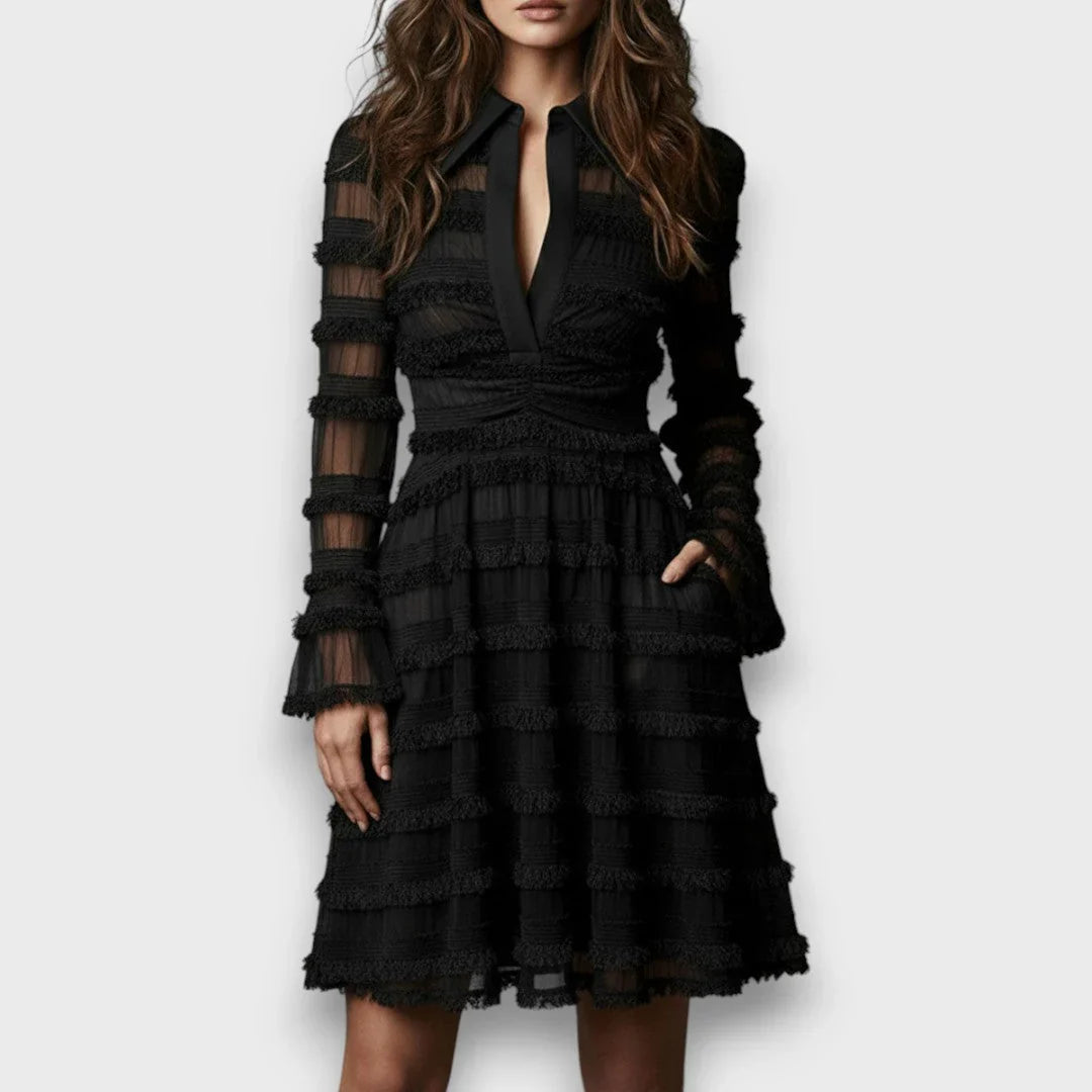 Marisa | Vestido Midi con Flecos Transparentes