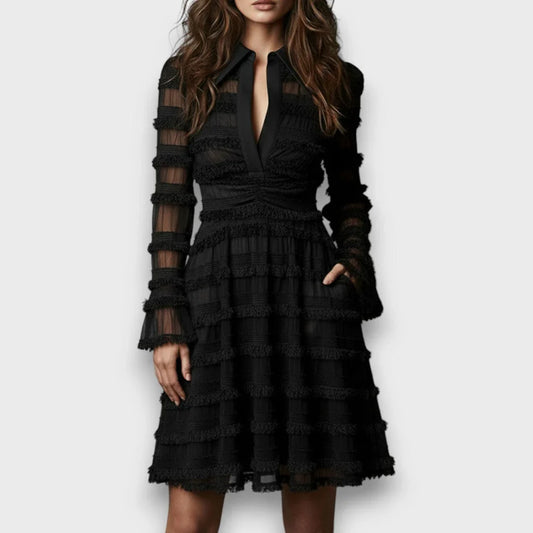 Marisa | Vestido Midi con Flecos Transparentes