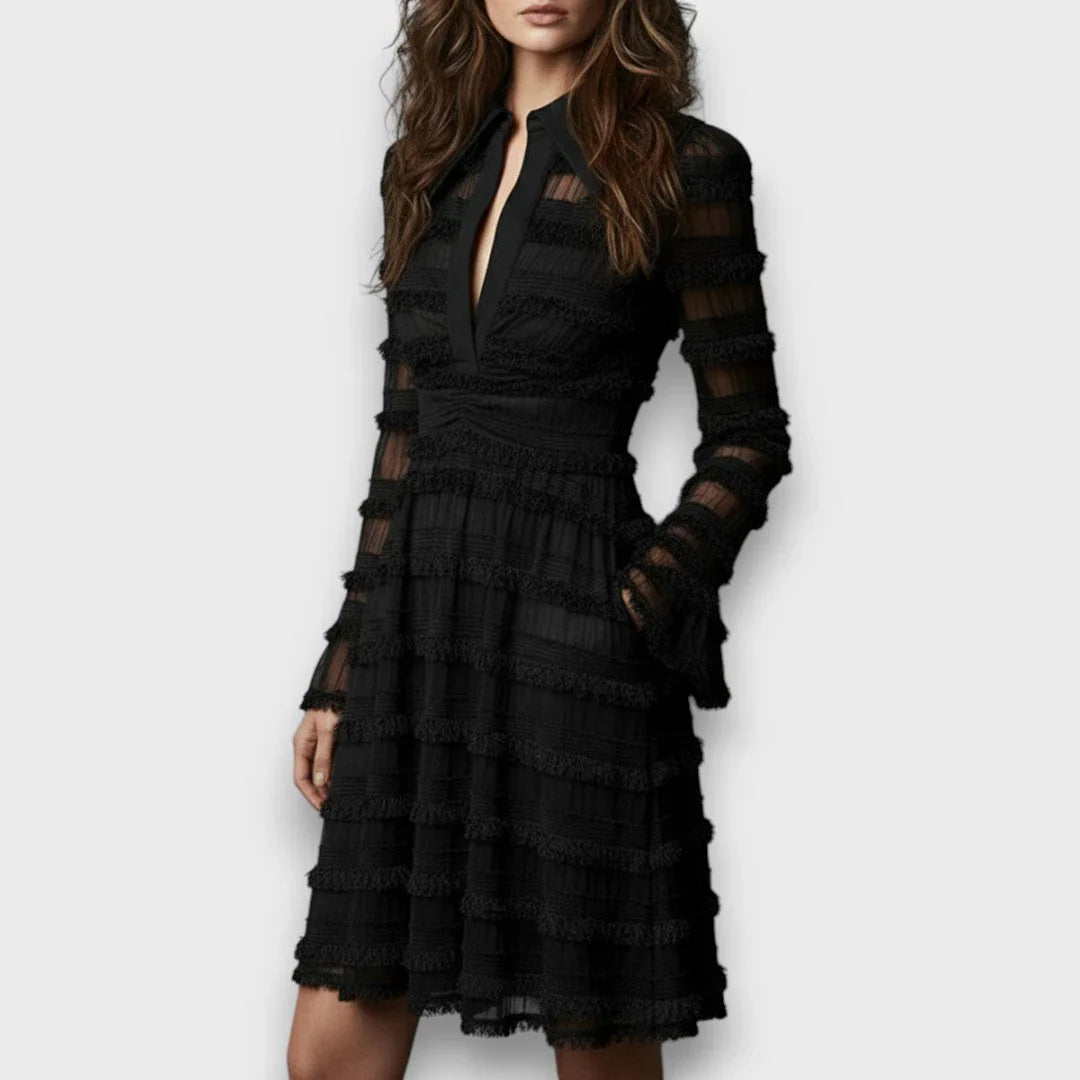 Marisa | Vestido Midi con Flecos Transparentes