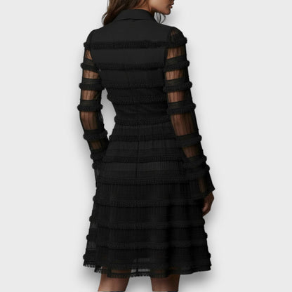 Noémie™ — Vestido negro elegante con textura refinada