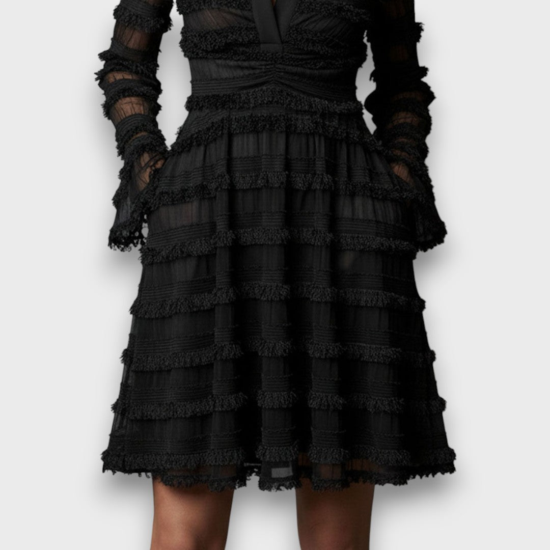 Noémie™ — Vestido negro elegante con textura refinada