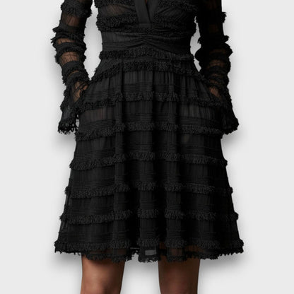 Noémie™ — Vestido negro elegante con textura refinada
