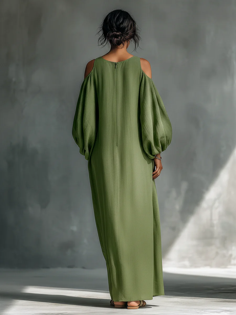 Susana | Vestido Maxi Fluido con Hombros al Aire