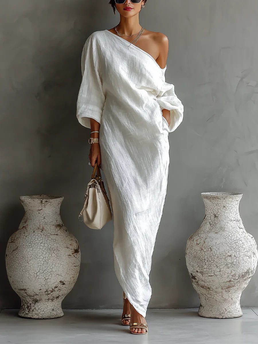 Melisa | Vestido maxi asimétrico, elegante y fluido