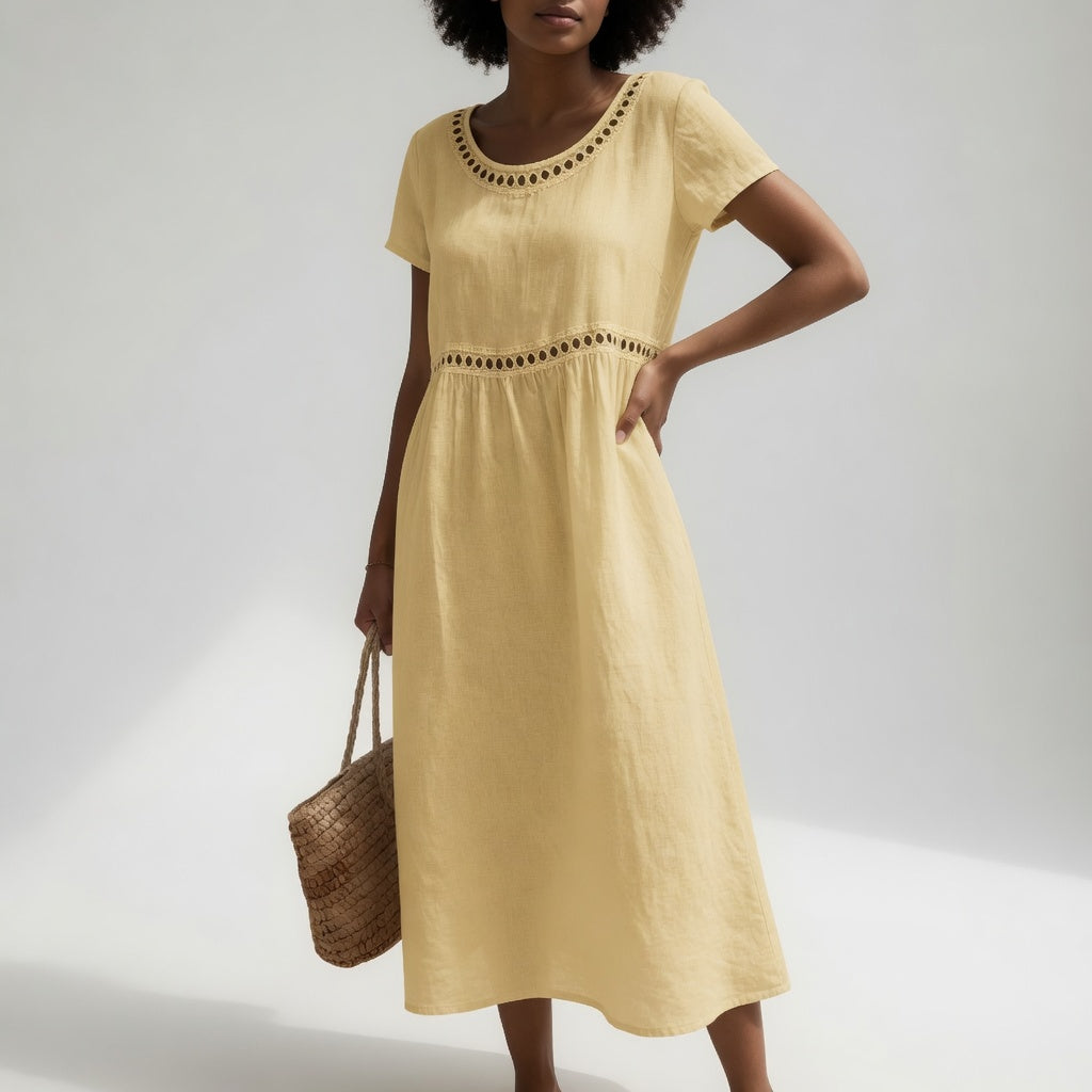 Pernelle™ — Vestido midi 100% algodón bordado feminidad suave