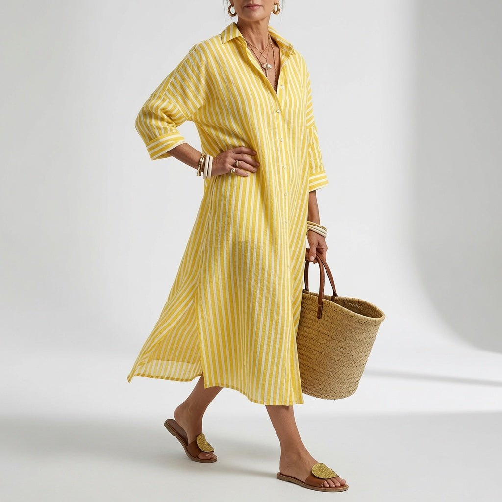 Linévora™ — Vestido camisero a rayas elegancia veraniega
