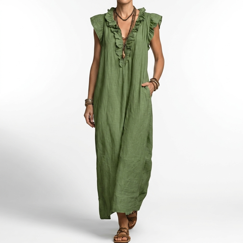 Terrale™ — Vestido maxi boho con bolsillos elegancia natural