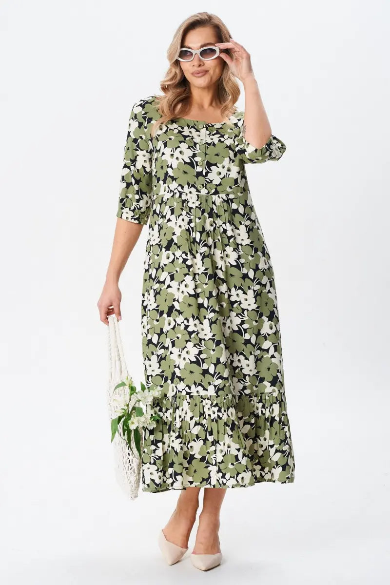 Florine™ — Vestido midi floral elegante y femenino