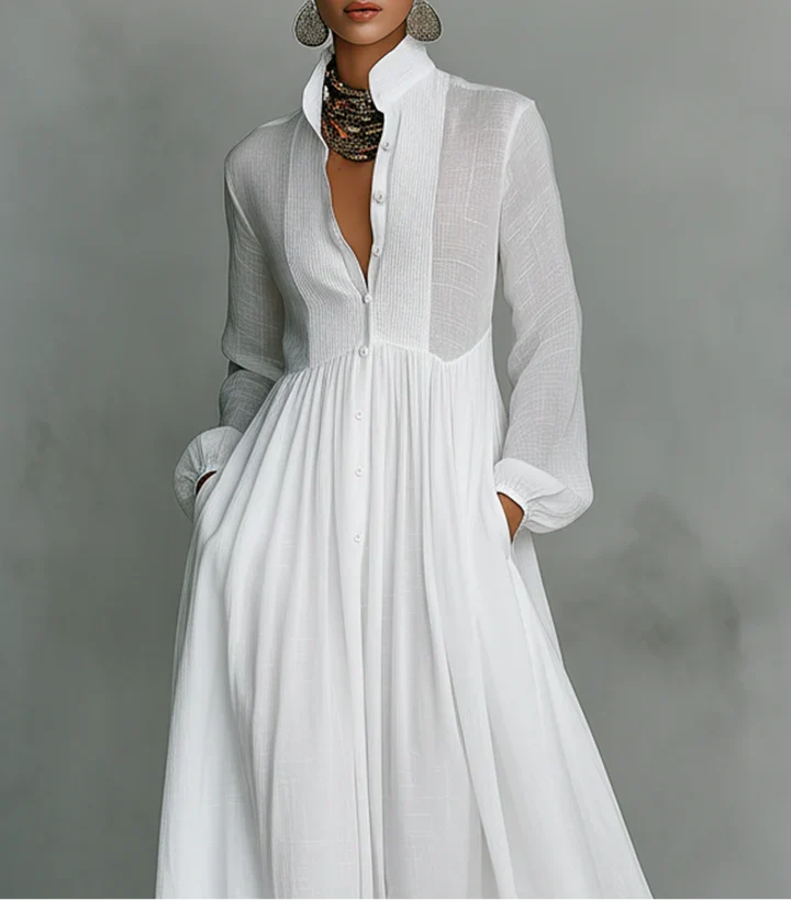 Elisa | Vestido plisado de manga larga