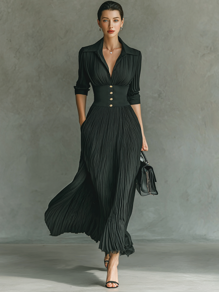 Valérie™ — Vestido plisado elegante con cintura estructurada