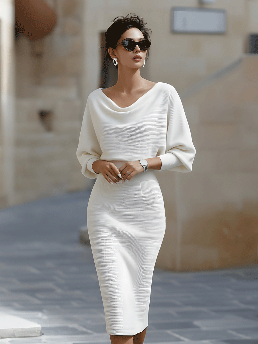 Clarisse™ — Vestido midi drapeado elegante atemporal